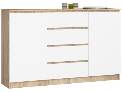 komoda k 160cm 2 drzwi 4 szuflady sonoma biala d7w30yhftq2gazoq