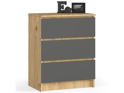 komoda do salonu 60 cm dab artisan grafit szary 3 szuflady eoyniqirengxpohz