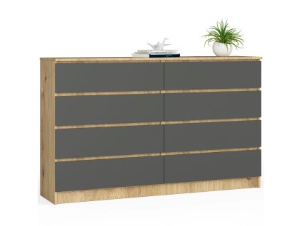 komoda do salonu k 160 cm 8 szuflad dab artisan grafit szary iff4z0wektgewanj