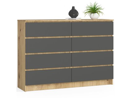 komoda do salonu 138 cm dab artisan grafit szary 8 szuflad sci68dxncednqdpe