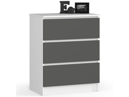 komoda do salonu k 60 cm 3 szuflady biala grafit szary dbjrgdcmtuide8mo