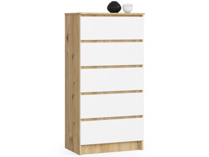 komoda do salonu k 60 cm 5 szuflad dab artisan biala dtatnzsailvd9kti