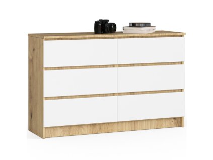 komoda do salonu k 120 cm 6 szuflad dab artisan biala ei0s05cfda0z4ypa