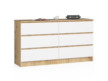 komoda k 140 cm 6 szuflad dab artisan biala kp77demnvl6hdykp