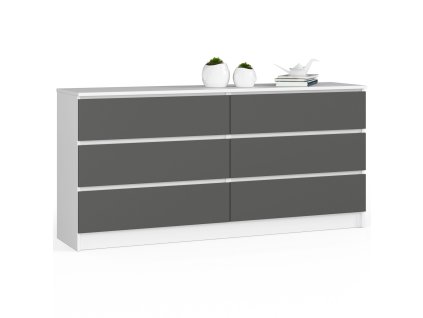 komoda do salonu k 160 cm 6 szuflad biala grafit szary wu115u5pxmidss5k