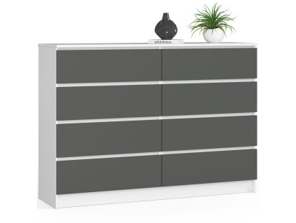 komoda do salonu k 140 cm 8 szuflad biala grafit szary r1rq8ubveowhchib