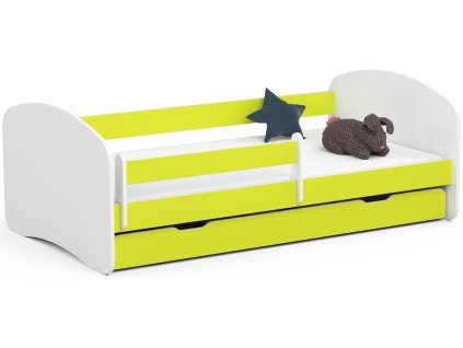 lozko dzieciece 180x90 smile z materacem i szuflada limonkowe hm4m2nvyvsl7fvel