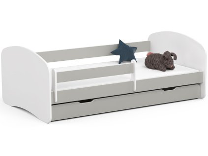 lozko dzieciece 180x90 smile z materacem i szuflada szare ktfcsr0wsthellpy
