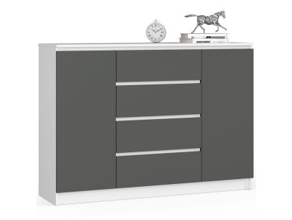 komoda k 140 cm 2 drzwi 4 szuflady biala grafit szary hrrowmmhmwi0kugm