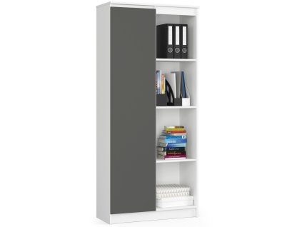 regal biurowy r 80 cm clp 1 drzwi 8 polek bialy grafit szary co2b5jrt7kly1v6i