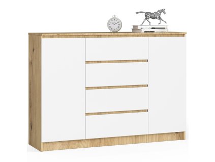 komoda k 140 cm 2 drzwi 4 szuflady dab artisan biala lpqgy1pstnuq8m6u