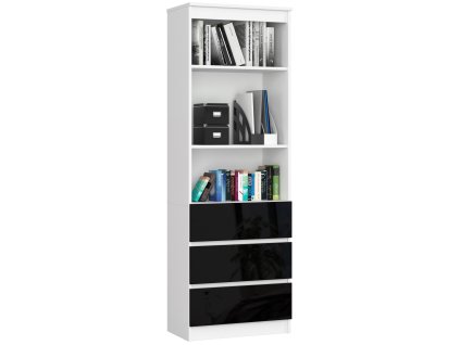regal biurowy r 60cm clp 3 szuflady 2 polki bialy czarny polysk fces4hk9li6ydfmg