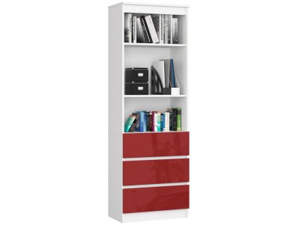 regal biurowy r 60cm clp 3 szuflady 2 polki bialy czerwony polysk vfxqdorqahwdb7ai