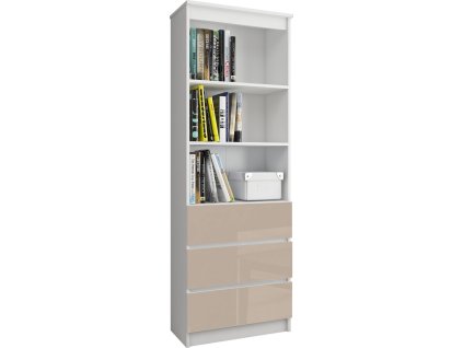 regal biurowy r 60cm clp 3 szuflady 2 polki bialy cappuccino polysk gwquxyxrs7gahg2b