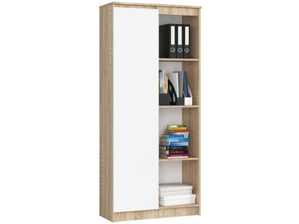 regal biurowy r 80cm clp 1 drzwi 4 polki sonoma bialy wmifkdo43y6jk8vc