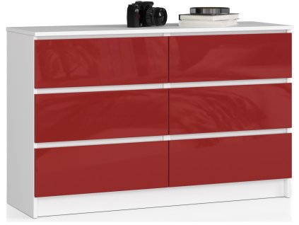 komoda k120 6 szuflad akryl czerwony wysoki polysk cwedp2pkn04vt4hf