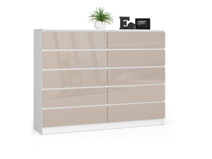 komoda do salonu 160 cm biala cappuccino polysk 10 szuflad lras6ymrfmb1ambv