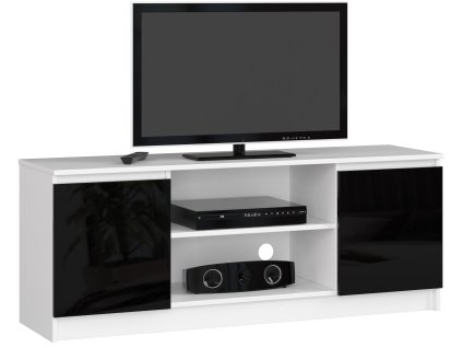 szafka rtv k140 2d 1p biala czarny polysk lid4b7gijasftkef