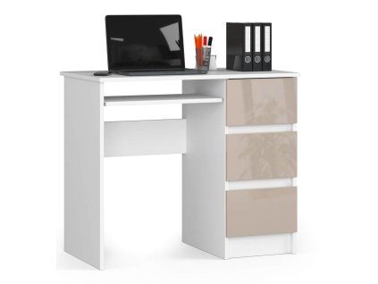 biurko komputerowe 90 cm a6 biale cappuccino polysk 3 szuflady prawe 6jpoaaedd9jymt0m