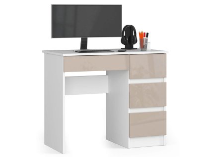 biurko komputerowe 90 cm a7 biale cappuccino polysk prawe fevi2klbjti6qqhr
