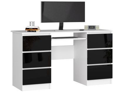 biurko komputerowe a 11 6 szuflad 135cm biale czarny polysk f0mdql5ahoon9esw