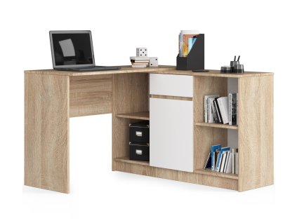 biurko narozne zestaw b 17 dab sonoma biale komoda i biurko vkmqick7xrznwoev