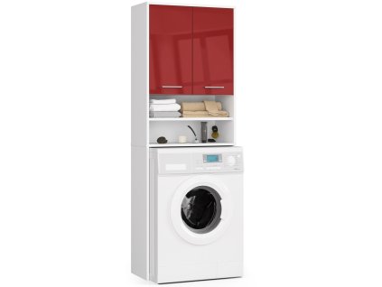 slupek regal lazienkowy fin nad pralke bialy czerwony polysk ogc6lszmmab3ca3c