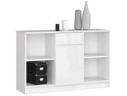 komoda b 17 120cm 1 szuflada 1 drzwi biala bialy polysk 6lxrc1h9vjmqi62j