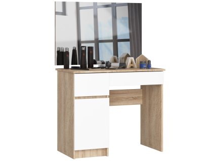 toaletka kosmetyczna z lustrem p 2sl 900x600 lewa dab sonoma biala ok20fywt1revbutw