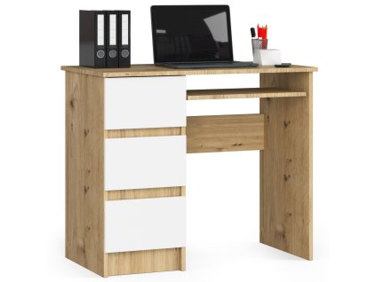 biurko komputerowe a 6 90 cm lewe dab artisan biale 3 szuflady euiu39zsvrbagd4l