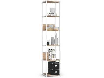 regal loftowy metalowy 40 cm bialy dab sonoma 6 polek 4fzkd7afwdzgleks