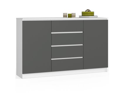 komoda k 160 cm 2 drzwi 4 szuflady biala grafit szary weg4xzmwzkwuleym