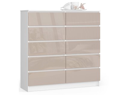 komoda do salonu 120 cm biala cappuccino polysk 10 szuflad igjgqbgg0fodfkqm
