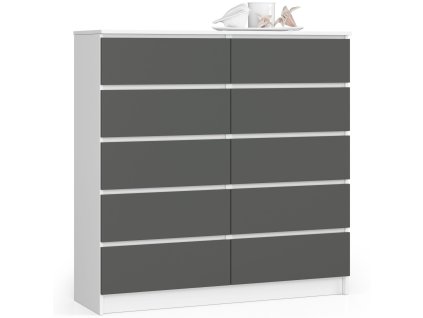 komoda do salonu k 120 cm 10 szuflad biala grafit szary mqdwcqq1wiqlek4y