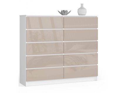 komoda do salonu k140 biala cappuccino polysk 10 szuflad ognnwtkh6wbnsyit