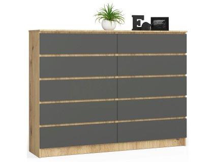 komoda do salonu 160 cm dab artisan grafit szary 10 szuflad o3dlu6ynpb4cvglp