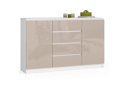 komoda do salonu 160 cm biala cappuccino polysk 4 szuflady 2 drzwi tjdtbout1xcrnere