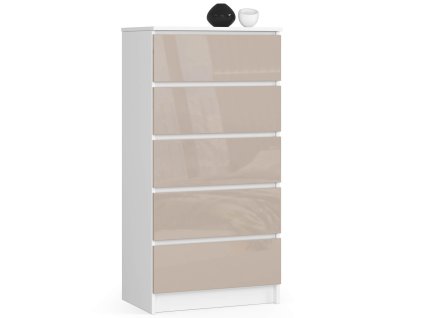 komoda do salonu 60 cm biala cappuccino polysk 5 szuflad orjqr4tabstwxwuw