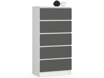 komoda do salonu k 60 cm 5 szuflad biala grafit szary kynt6lb5j4rhcx3n