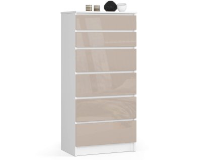 komoda do salonu 60 cm biala cappuccino polysk 6 szuflad aryviw4ydqw4negl