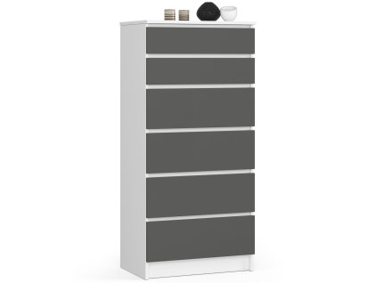 komoda do salonu k 60 cm 6 szuflad biala grafit szary oz7zngr9kidy7qoc