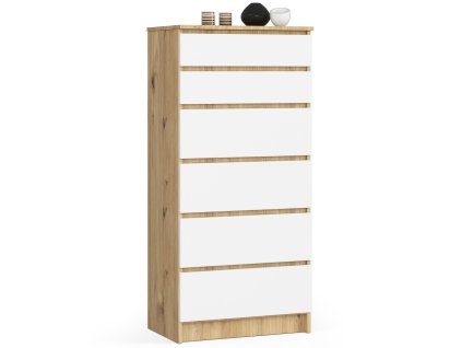 komoda do salonu k 60 cm 6 szuflad dab artisan biala lrzjflya5wxc9jjp