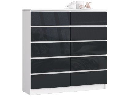 komoda k 120cm 10 szuflad biala grafit polysk vll83stlsaljsudj