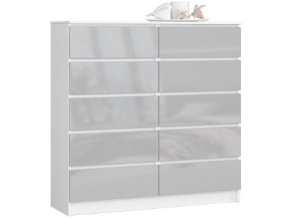 komoda k 120cm 10 szuflad biala metalik polysk cc905alslss6um2t