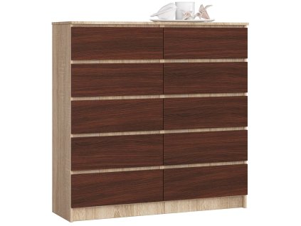 komoda k 120cm 10 szuflad sonoma wenge 7cteeksehggsbpmb