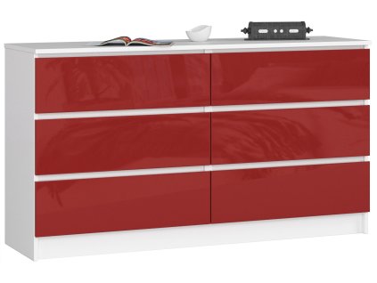 komoda k140 6 szuflad czerwony akryl wysoki polysk 6ky623o4os7xgcwg