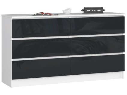 komoda k140 6 szuflad grafit czarny wysoki polysk swtax5nwsc7e2thl