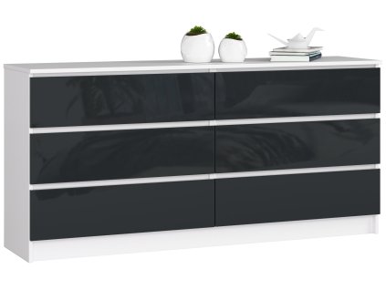 komoda k160 6 szuflad biala grafit polysk ybrrkursh7fbdgzk