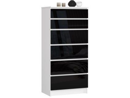 komoda k60 6 szuflad bialy czarny wysoki polysk szfvhgoynsdmwce5