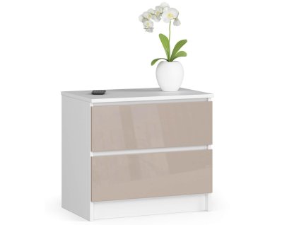 szafka nocna k 60 cm 2 szuflady biala cappuccino polysk dkrb89croqdk1rhi